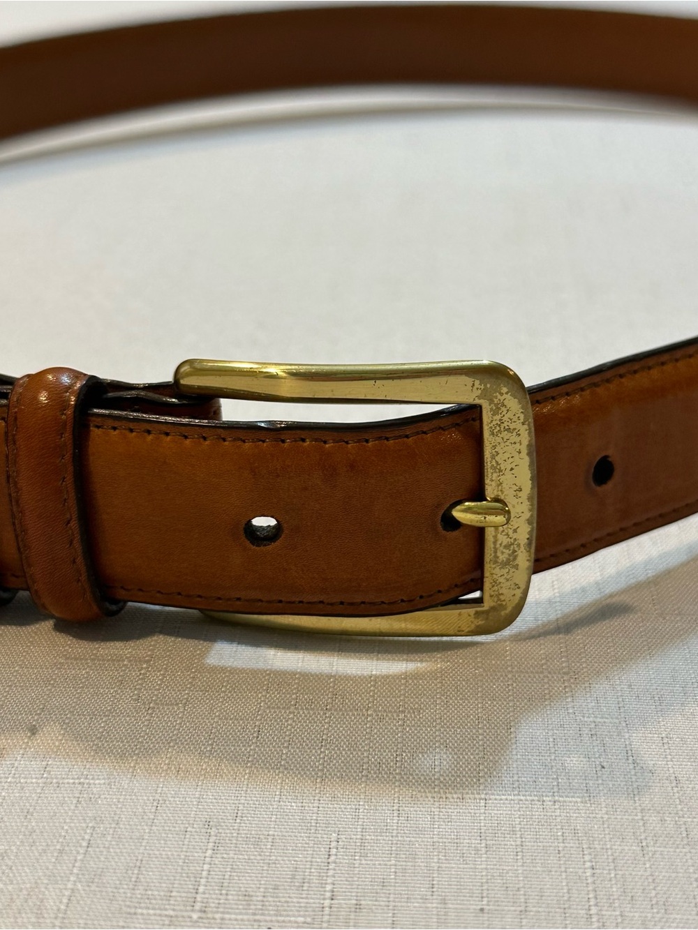 Allen Edmonds Brown Leather Belt Brass Buckle Size 36 USA
